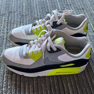 Nike Kids White and Neon Yellow Sneakers